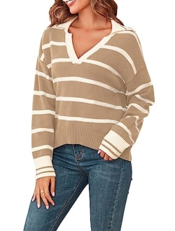 Women's Casual Loose Knitted Sweater Lantern Sleeve Crewneck Fashion Pullover Sweater Tops