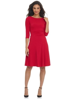 Rekucci Women's Flippy Fit N' Flare Dress with 3/4 Sleeves