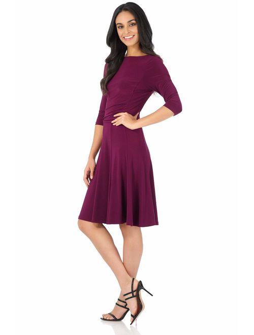 Rekucci Women's Flippy Fit N' Flare Dress with 3/4 Sleeves