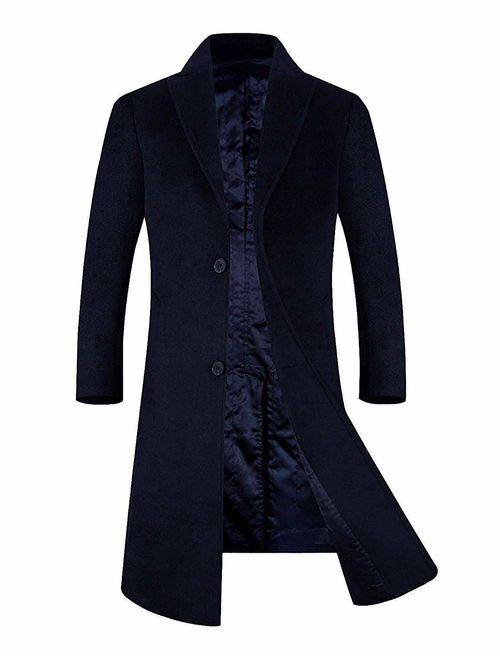 APTRO Men's Winter Full Length Quality Wool Top Coat Quilted Lining Double Breasted Overcoat