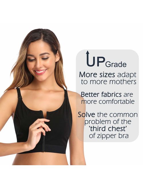 Hands Free Pumping Bra, Nursing Bra, Wireless, Adjustable Zipper Breastfeeding Bra for Holding Breast Pumps Like Spectra, Medela, Lansinoh, Philips Avent, Ameda, Bellabab