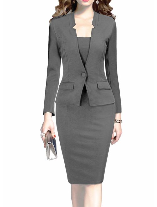 MUSHARE Women's Formal Office Business Work Business Party Bodycon One-Piece Dress