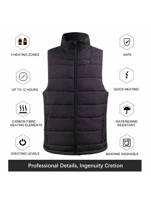 N NIFVAN Men's Lightweight Heated Vest with 8.4V Battery Adjustable Electric Warm Vest for Winter Cold Hiking Camping Fishing