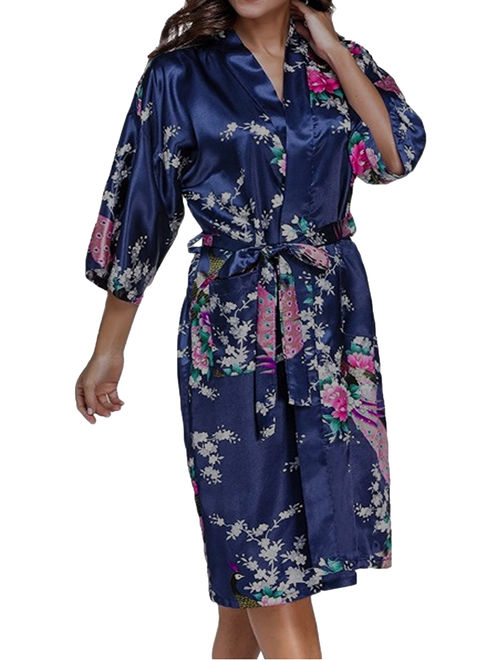 Medium Length Womens Robes, Sizes 2 to 18, Bride and Bridesmaid Robe - Floral Sleepwear