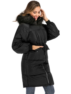 Women Winter Plus Size Long Hoodie Coat Warm Hooded Jacket Zip Parka Overcoats Raincoat Active Outdoor Trench Coat