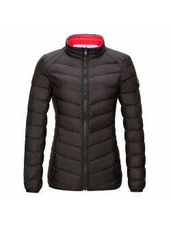 Obosoyo Women's Winter Packable Down Jacket Plus Size Lightweight Long Down Outerwear Puffer Jacket Hooded Coat