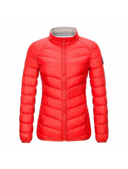 Obosoyo Women's Winter Packable Down Jacket Plus Size Lightweight Long Down Outerwear Puffer Jacket Hooded Coat