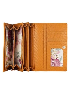 Mou Meraki Women RFID Blocking Genuine Leather Bifold Wallet-Clutch For Women-Shield Against Identity Theft