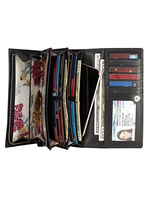 Mou Meraki Women RFID Blocking Genuine Leather Bifold Wallet-Clutch For Women-Shield Against Identity Theft