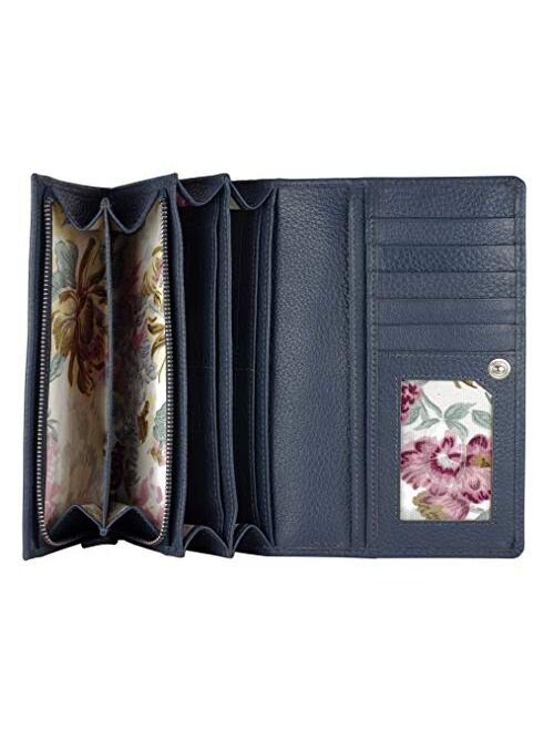 Mou Meraki Women RFID Blocking Genuine Leather Bifold Wallet-Clutch For Women-Shield Against Identity Theft