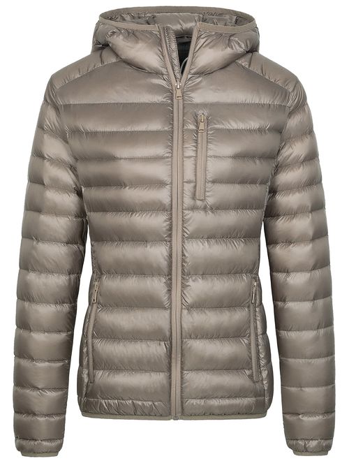 Wantdo Women's Lightweight Packable Down Jacket Hooded Insulated Coat