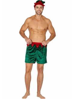 INTIMO Men's Velour Holiday Boxers with Hat