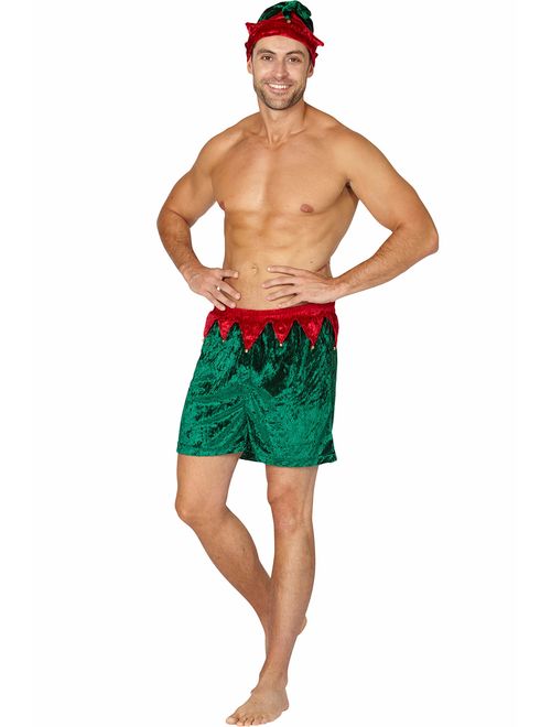 INTIMO Men's Velour Holiday Boxers with Hat