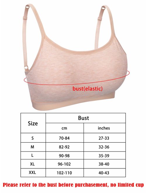 3 Pieces Mini Camisole Bra Wireless Padded Bra Tank Top Bra Seamless Sports Bra with Straps for Women Girls