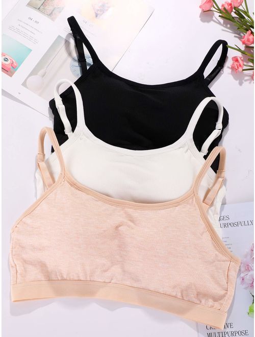 3 Pieces Mini Camisole Bra Wireless Padded Bra Tank Top Bra Seamless Sports Bra with Straps for Women Girls