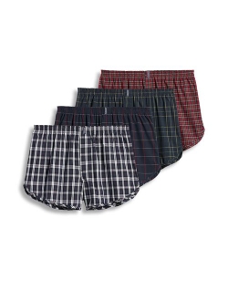 Men's Solid Elastic Waist Underwear Tapered Boxer - 4 Pack