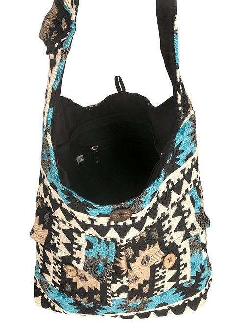 Tribe Azure Large Blue Quilted Hobo Shoulder Bag Crossbody Sling Beach Travel