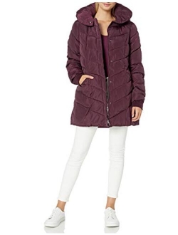 Women's Long Chevron Quilted Outerwear Jacket