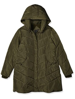 Women's Long Chevron Quilted Outerwear Jacket