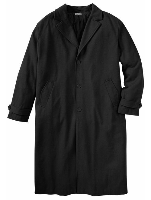 KingSize Men's Big and Tall Wool-Blend Long Overcoat