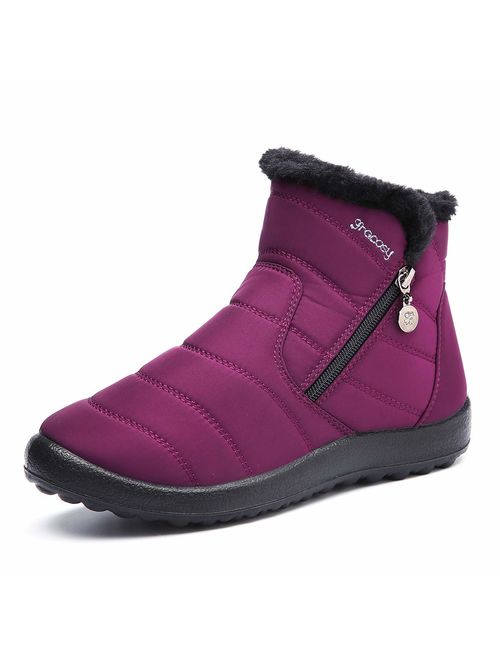 gracosy Warm Snow Boots, Women's Winter Ankle Bootie 