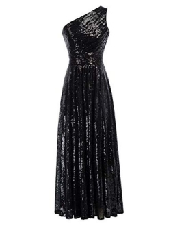 Sequin Bridesmaid Embellished Sleeveless Maxi Evening Prom Dresses