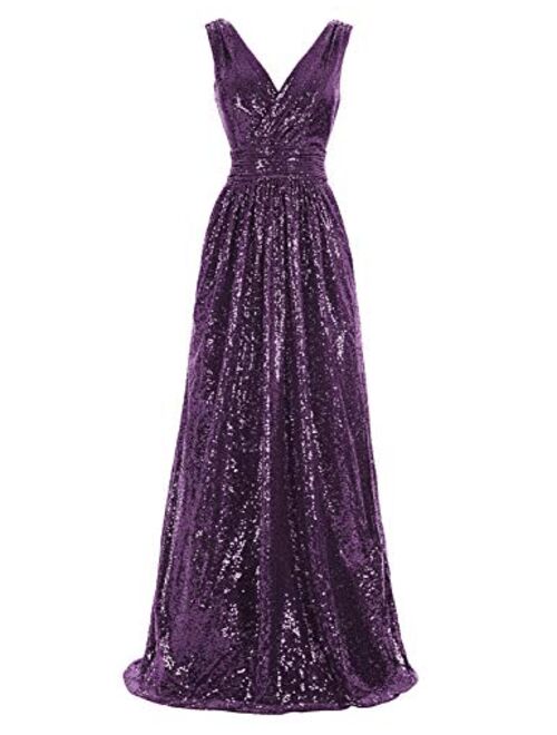 Kate Kasin Sequin Bridesmaid Embellished Sleeveless Maxi Evening Prom Dresses