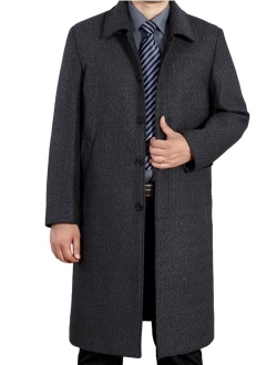 Mordenmiss Men's Wool Single Breasted Winter Trench Jacket Woolen Pea Coat