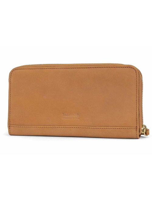 Timberland Womens Leather RFID Zip Around Wallet Clutch with Wristlet Strap