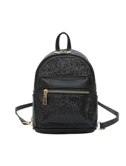 Girls Cute Sequin Mini Backpack Leather Purse Women Backpack Leather Cross Body Bag