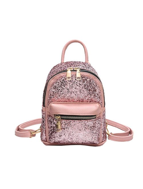 Girls Cute Sequin Mini Backpack Leather Purse Women Backpack Leather Cross Body Bag