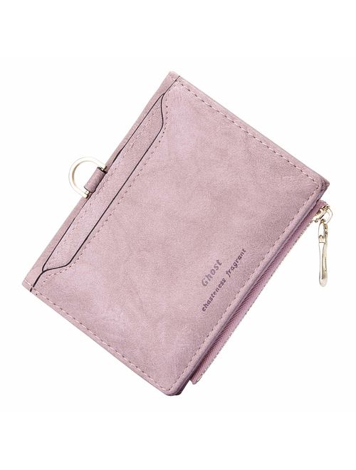 GEEAD Small Wallets for Women Bifold Slim Coin Purse Zipper ID Card Holder