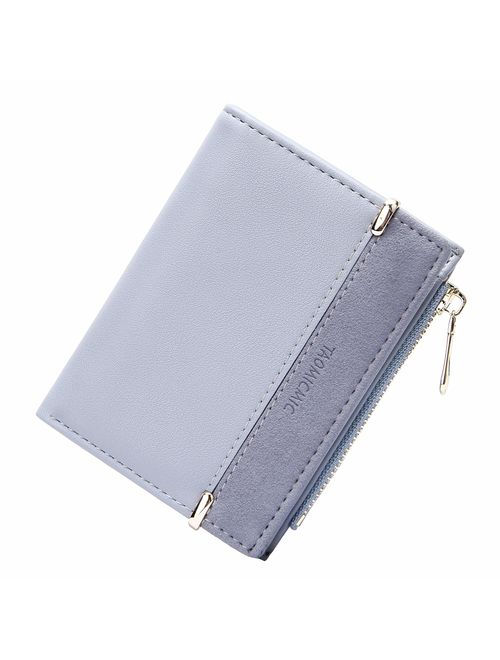 GEEAD Small Wallets for Women Bifold Slim Coin Purse Zipper ID Card Holder