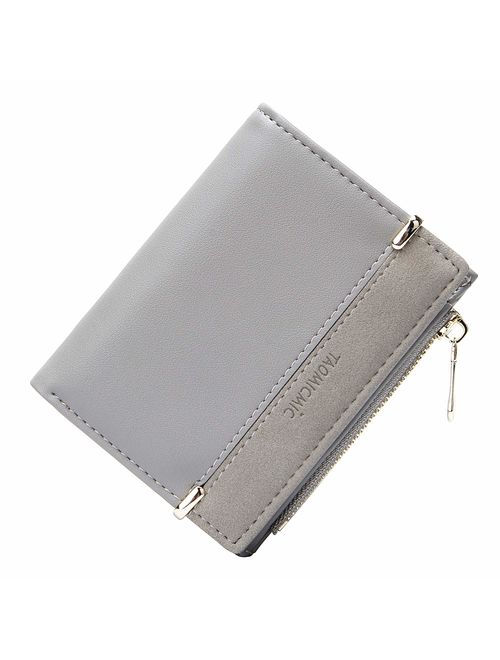 GEEAD Small Wallets for Women Bifold Slim Coin Purse Zipper ID Card Holder