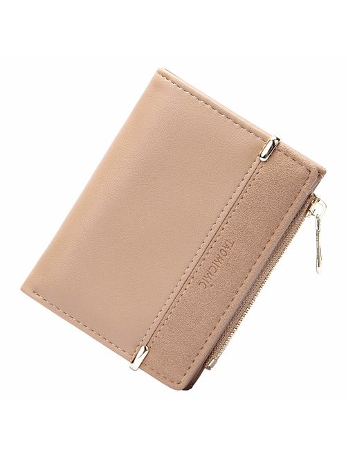 GEEAD Small Wallets for Women Bifold Slim Coin Purse Zipper ID Card Holder