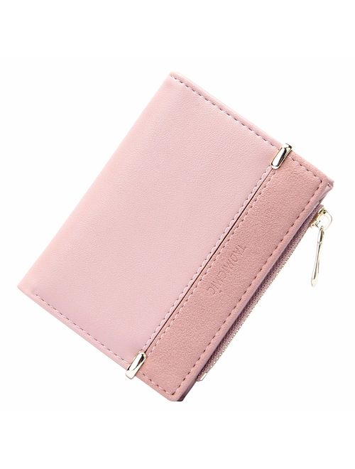 GEEAD Small Wallets for Women Bifold Slim Coin Purse Zipper ID Card Holder