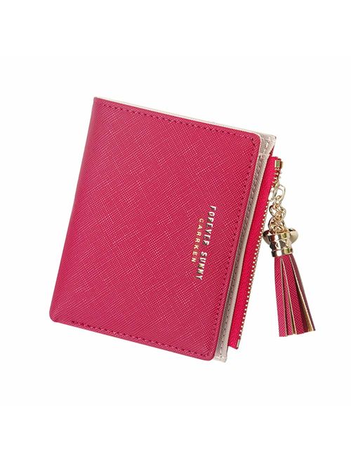 GEEAD Small Wallets for Women Bifold Slim Coin Purse Zipper ID Card Holder