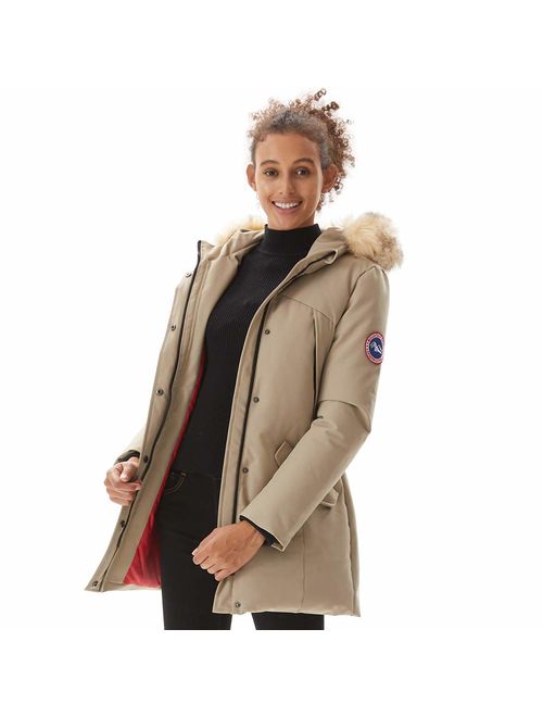 PUREMSX Women's Padded Jacket, Ladies Long Thicken Parka Faux Fur Down Alternative Winter Hooded Outwear Warm Overcoat XS-XXL