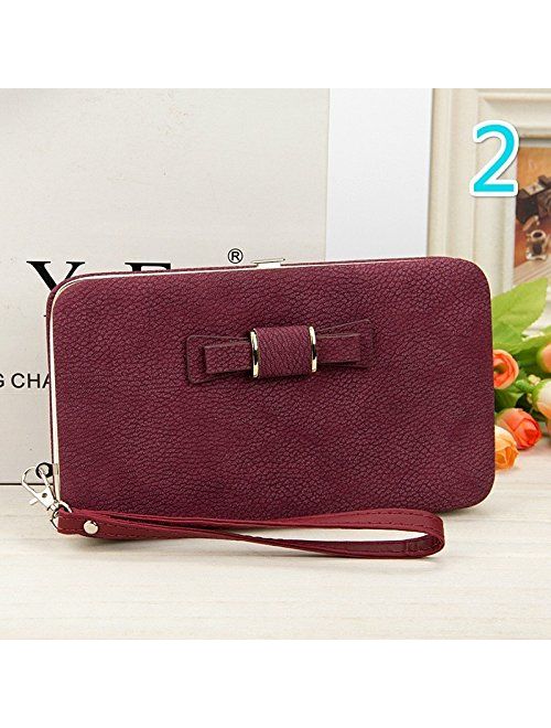 Women Bowknot Wallet Long Purse Phone Card Holder Clutch Large Capacity Pocket