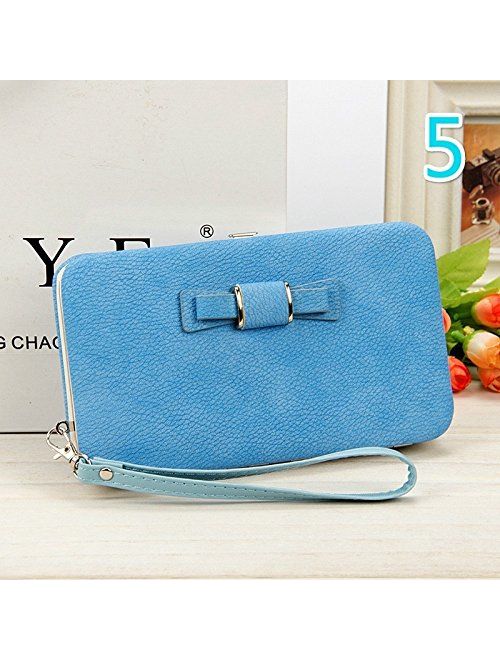 Women Bowknot Wallet Long Purse Phone Card Holder Clutch Large Capacity Pocket