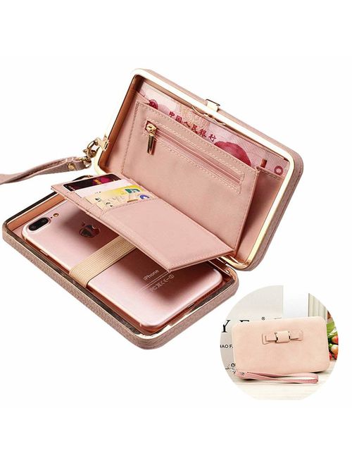 Women Bowknot Wallet Long Purse Phone Card Holder Clutch Large Capacity Pocket