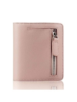 FUNTOR Leather Wallet for women, Ladies Small Compact Bifold Pocket RFID Blocking Wallet for Women