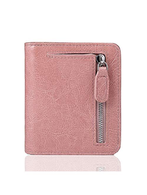 FUNTOR Leather Wallet for women, Ladies Small Compact Bifold Pocket RFID Blocking Wallet for Women