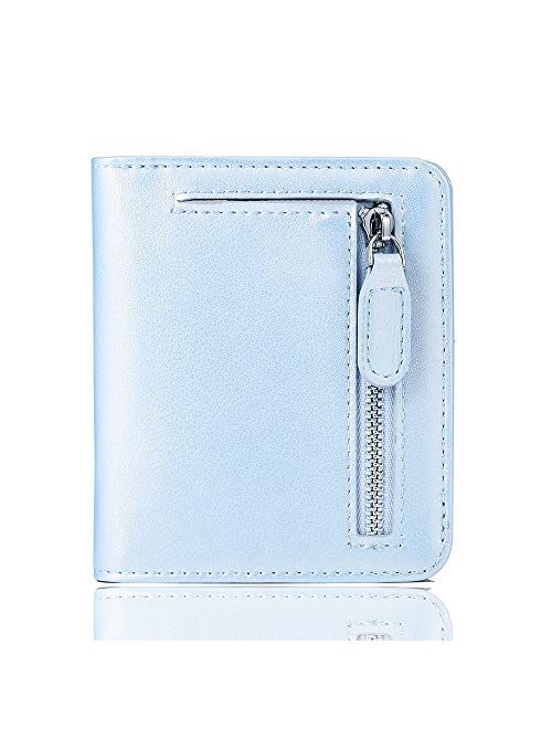 FUNTOR Leather Wallet for women, Ladies Small Compact Bifold Pocket RFID Blocking Wallet for Women