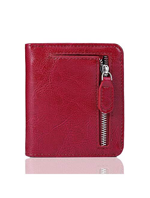 FUNTOR Leather Wallet for women, Ladies Small Compact Bifold Pocket RFID Blocking Wallet for Women