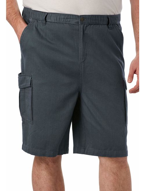 Boulder Creek Men's Big and Tall 9" Full Elastic Waist Single Pocket Cargo Shorts