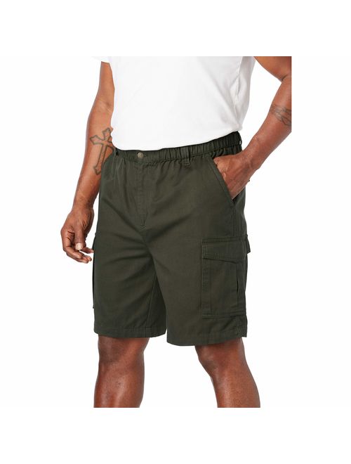 Boulder Creek Men's Big and Tall 9" Full Elastic Waist Single Pocket Cargo Shorts