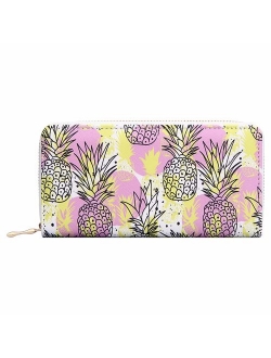 KUKOO Women's Printed Zip Around Wallet Phone Clutch Purse Card Holder Organizer