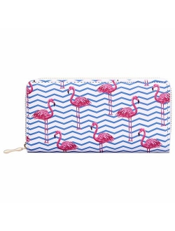 KUKOO Women's Printed Zip Around Wallet Phone Clutch Purse Card Holder Organizer