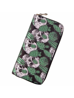 KUKOO Women's Printed Zip Around Wallet Phone Clutch Purse Card Holder Organizer